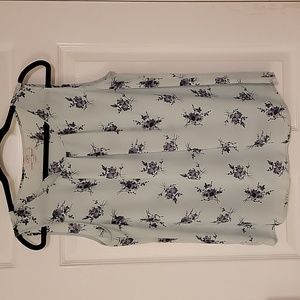 Loft - Shell sleeveless shirt, green and purple